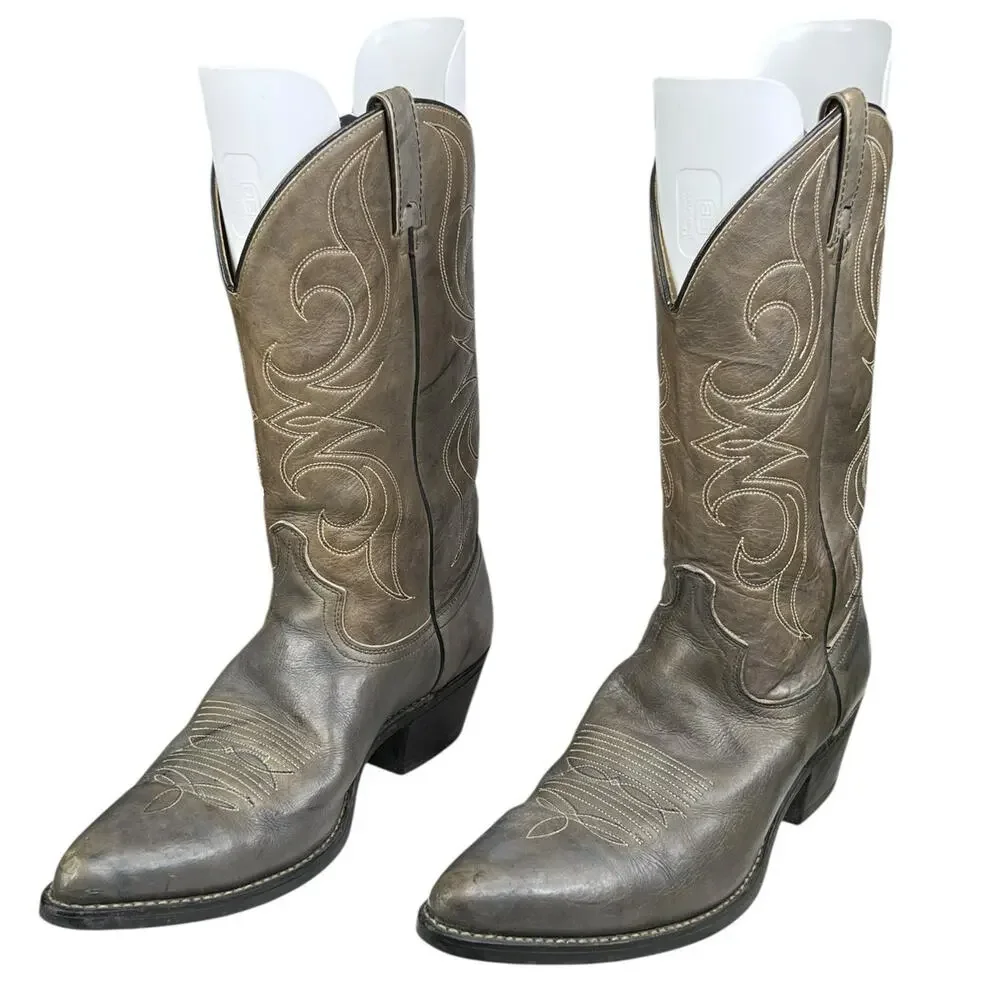 Vintage Acme Men's Green Grey Marbled Western Cowboy Boot Size US 10 D